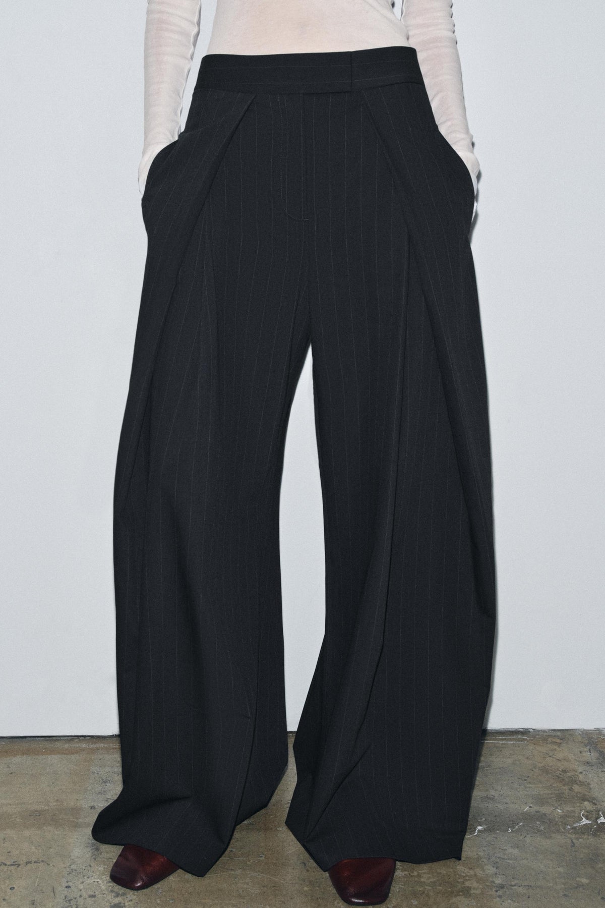 Wide-leg Pinstripe Trousers
