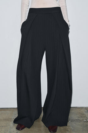 Wide-leg Pinstripe Trousers