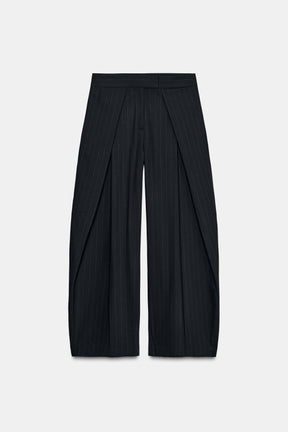 Wide-leg Pinstripe Trousers