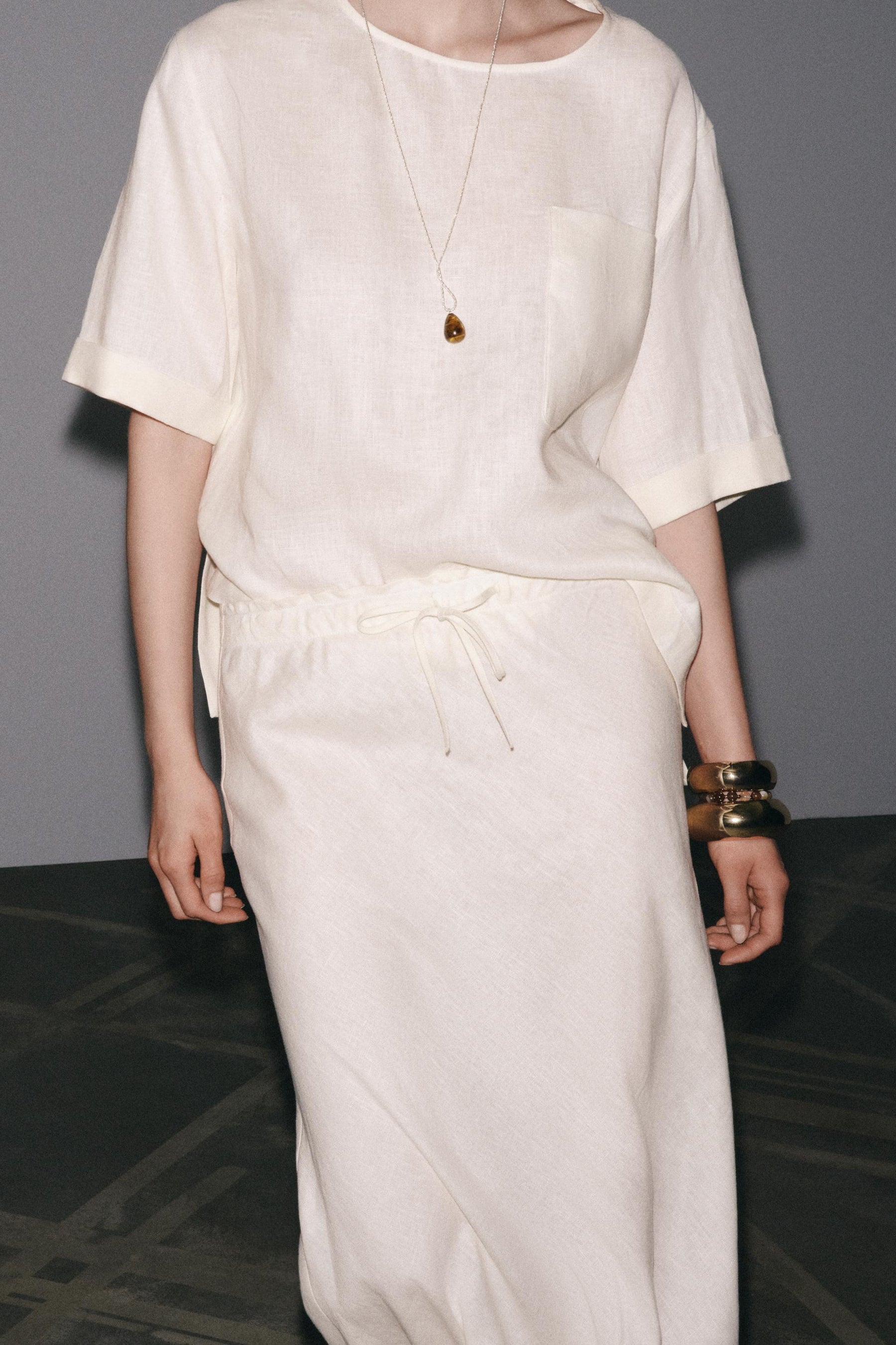 LINEN MIDI SKIRT
