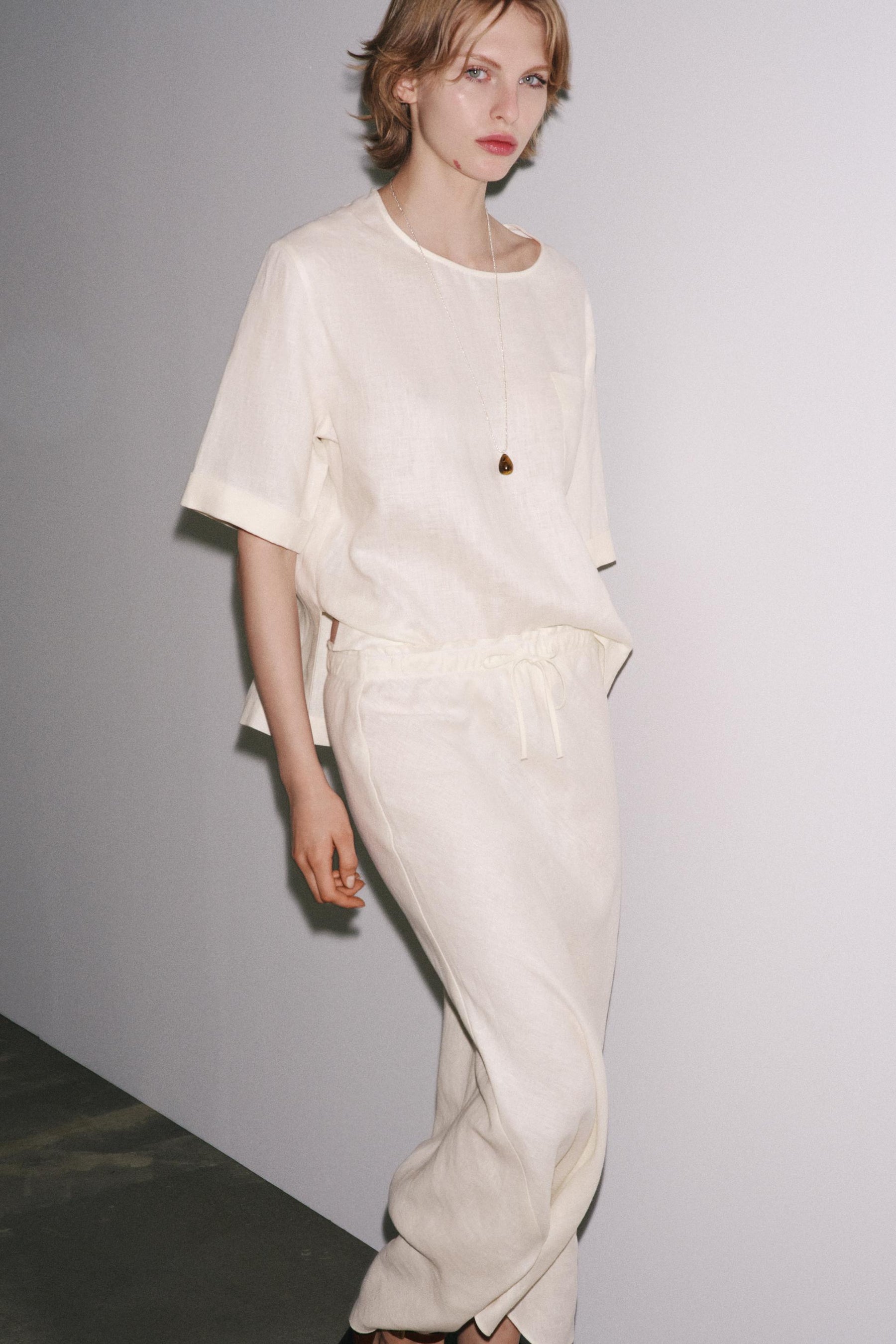 LINEN MIDI SKIRT