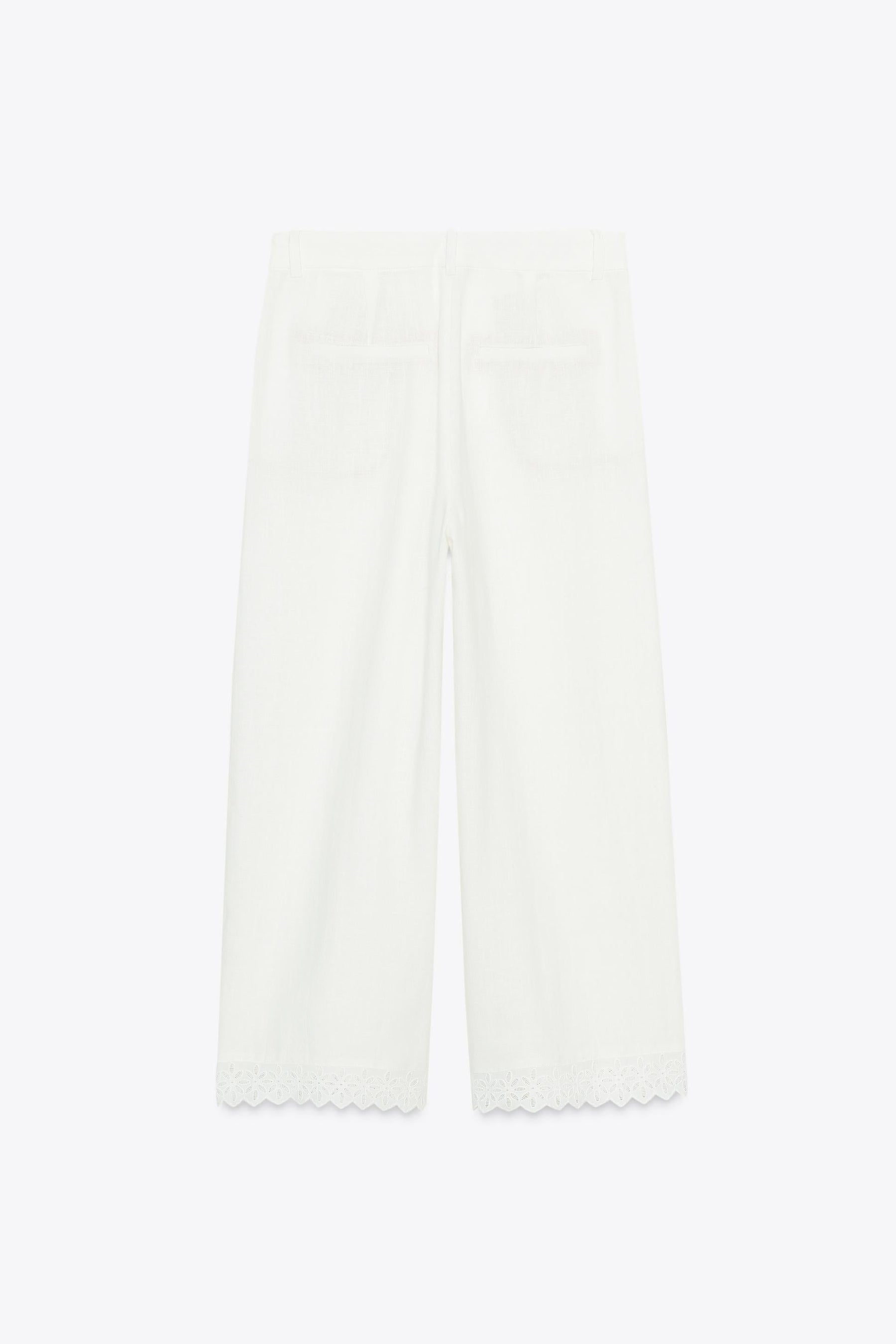 Lace-Trimmed Ramie Trousers