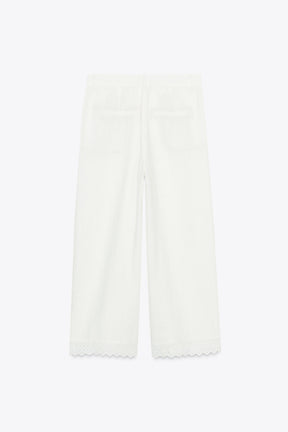 Lace-Trimmed Ramie Trousers