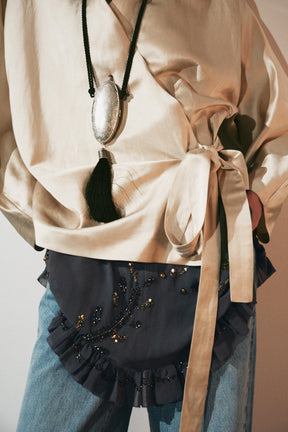 Linen Wrap Blouse with