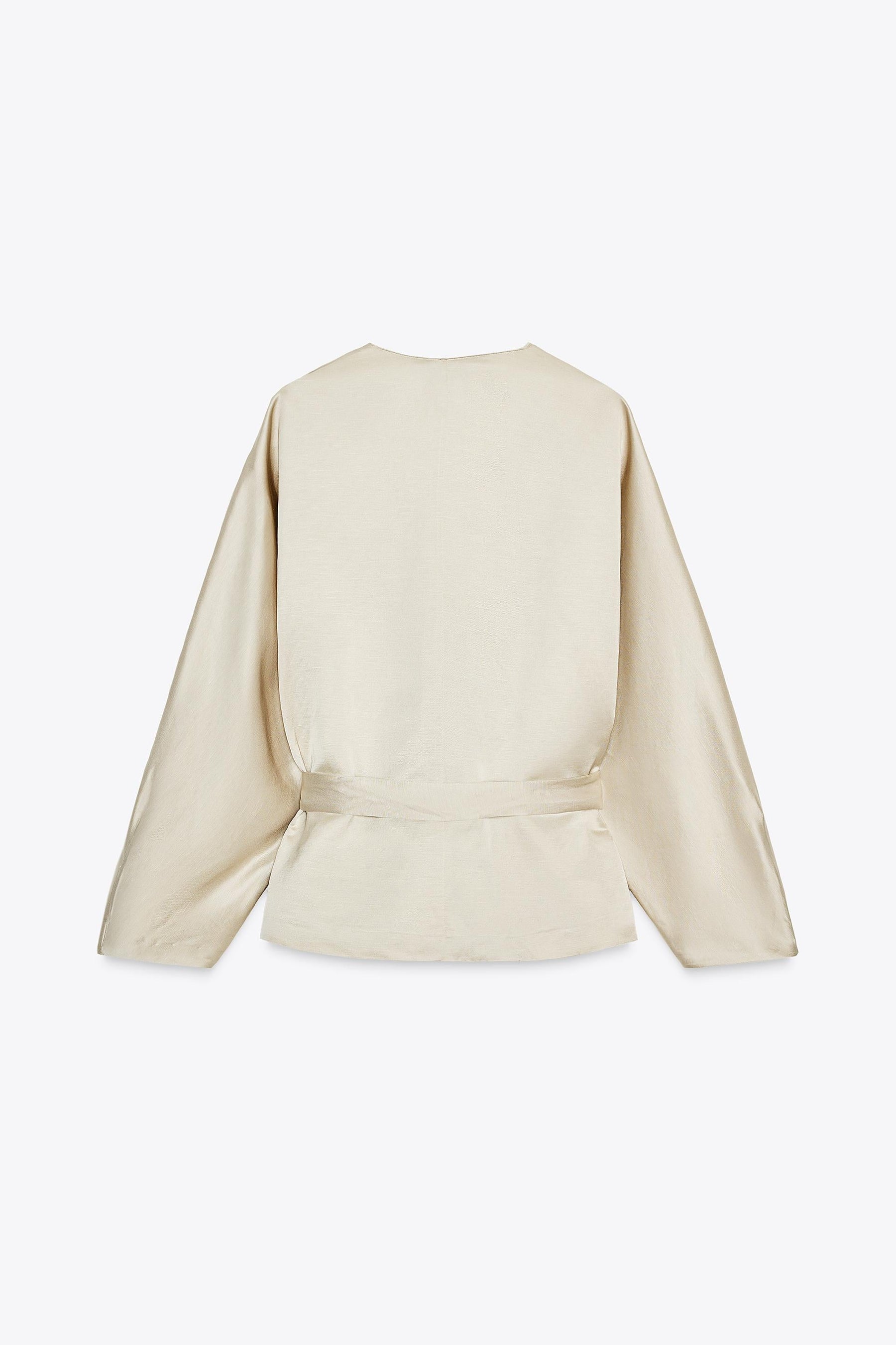 Linen Wrap Blouse with