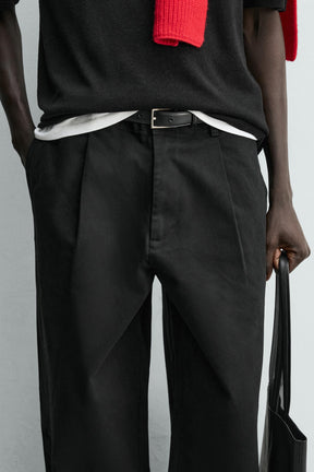 Wide Leg Pleated Trousers