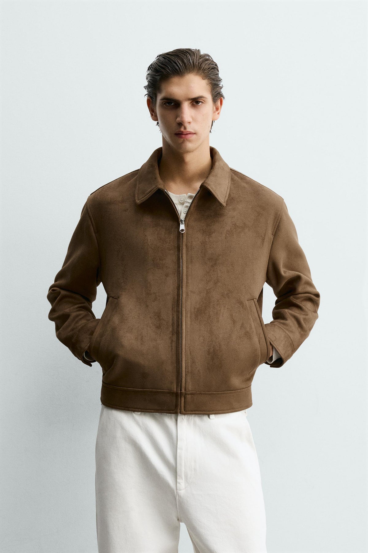 Faux Suede Cropped Jacket