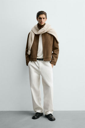 CROPPED FIT FAUX SUEDE JACKET - Image 1