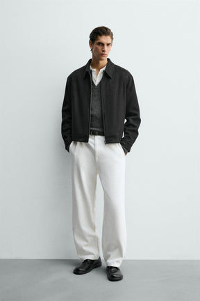 CROPPED FIT FAUX SUEDE JACKET - Image 1