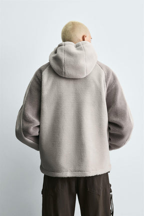 COLOUR BLOCK FAUX SHEARLING JACKET - Image 3