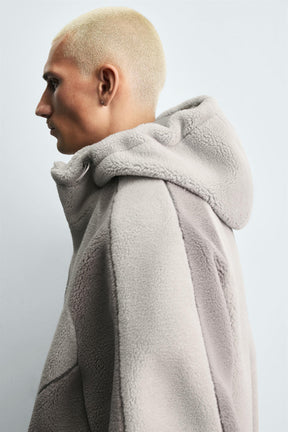 COLOUR BLOCK FAUX SHEARLING JACKET - Image 6