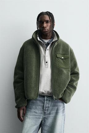 FAUX SHEARLING EFFECT JACKET WITH CONTRAST - Image 2