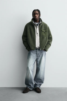 FAUX SHEARLING EFFECT JACKET WITH CONTRAST - Image 1