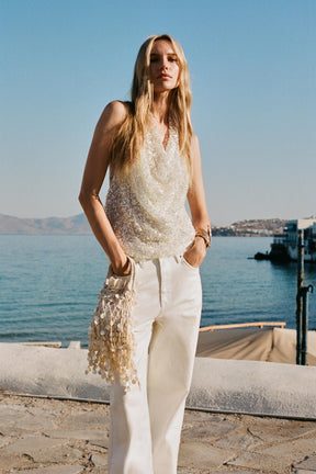 SEQUIN HALTER TOP