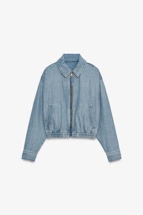 ZW COLLECTION DENIM BOMBER JACKET - Image 5