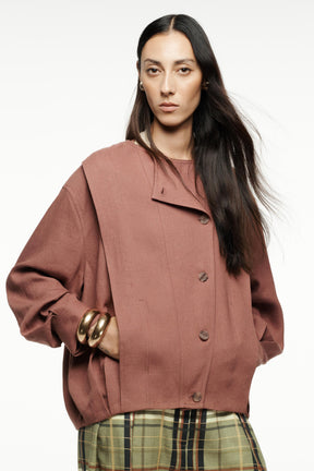 Linen Blend Bomber Jacket