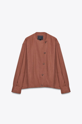 Linen Blend Bomber Jacket