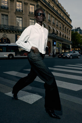 JEWEL-BEADED POPLIN SHIRT