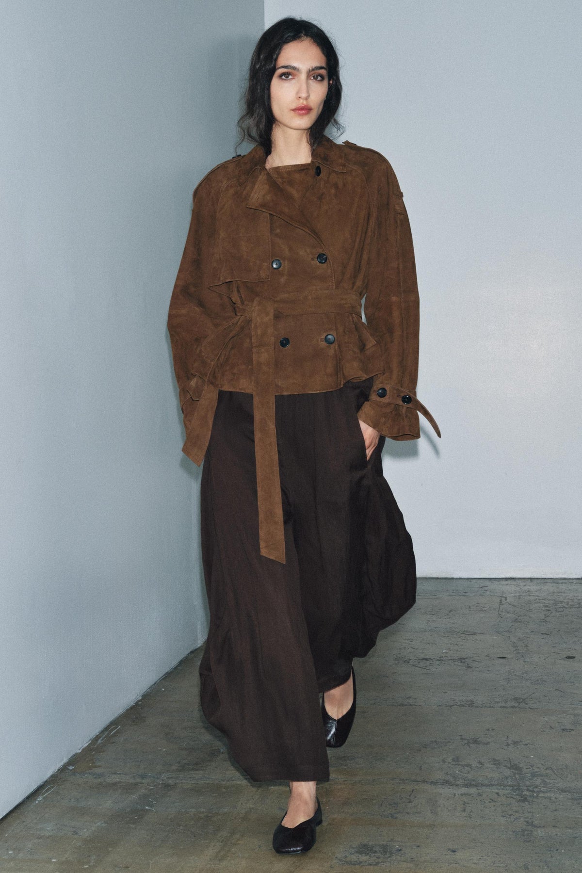 TEXTURED WIDE-LEG TROUSERS