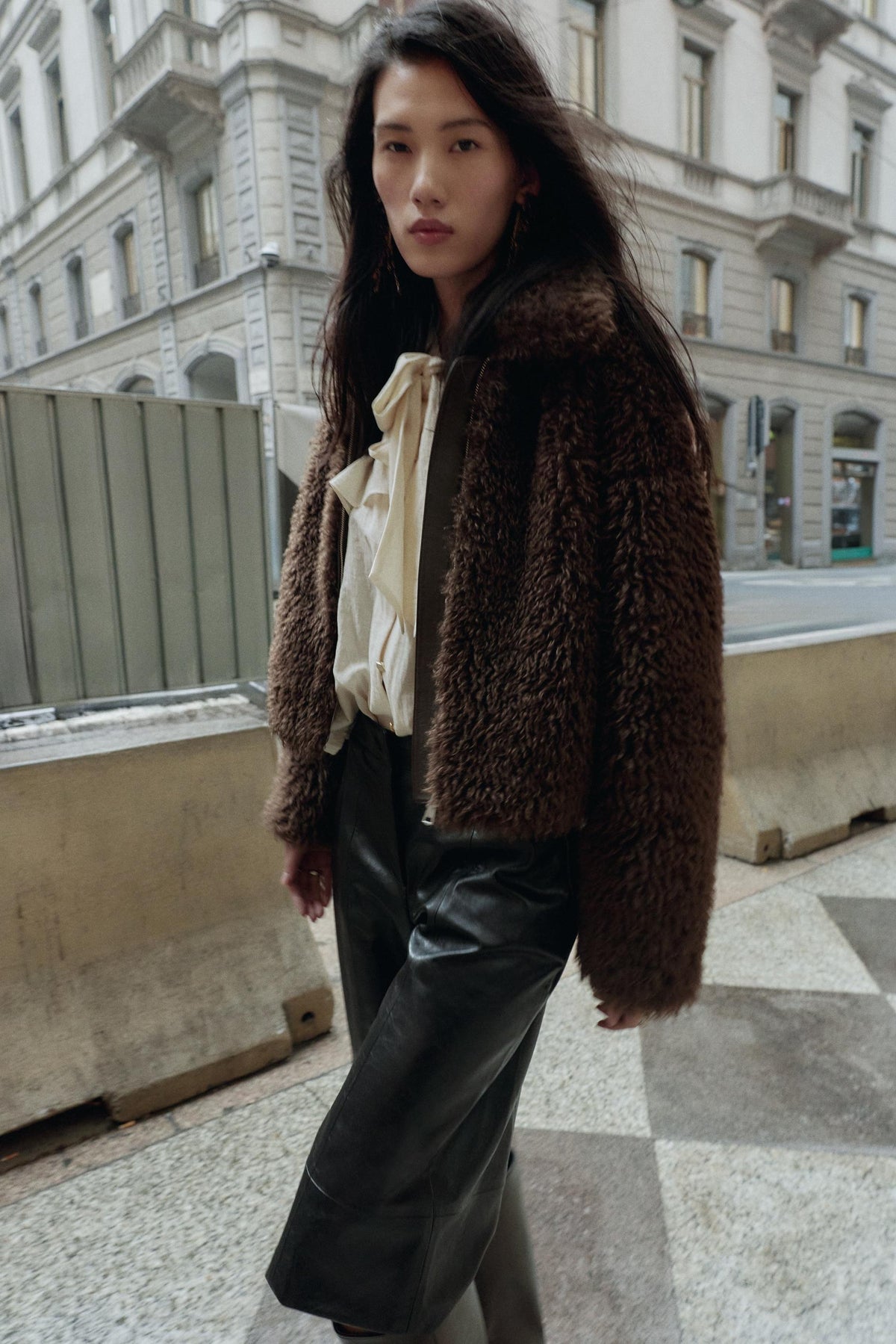 CROPPED FAUX SHEARLING COAT - Image 1
