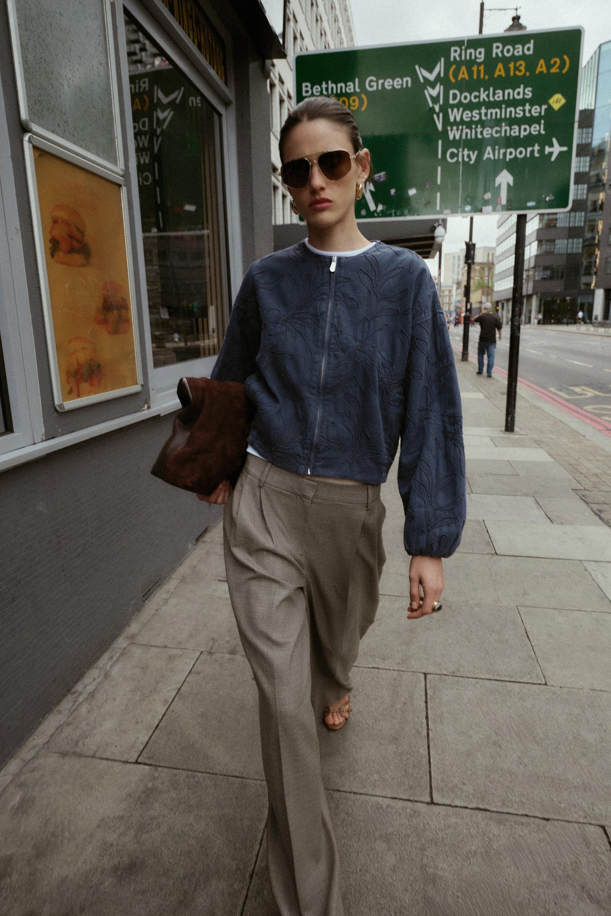 Embroidered Faux Suede Bomber