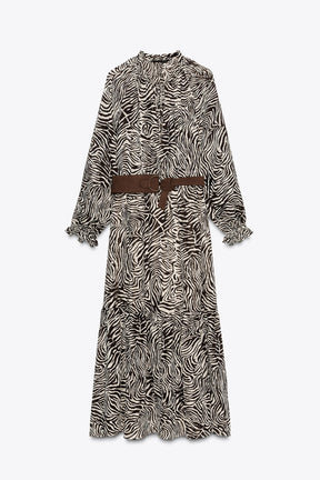 Animal Print Belted Dress