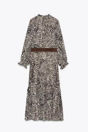 Animal Print Belted Dress