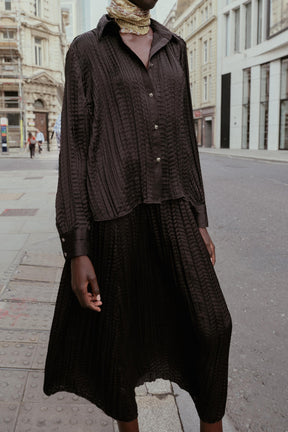 Oversize Crinkle-Effect Satin Shirt