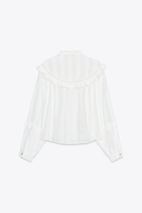 Lace Trimmed Ruffled Blouse