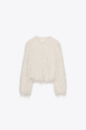 FEATHER FRINGE METALLIC THREAD JACKET - Image 7