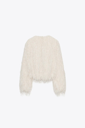 FEATHER FRINGE METALLIC THREAD JACKET - Image 8