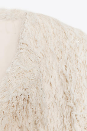 FEATHER FRINGE METALLIC THREAD JACKET - Image 9