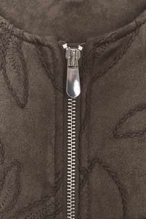 Bestickte Wildleder-Bomberjacke