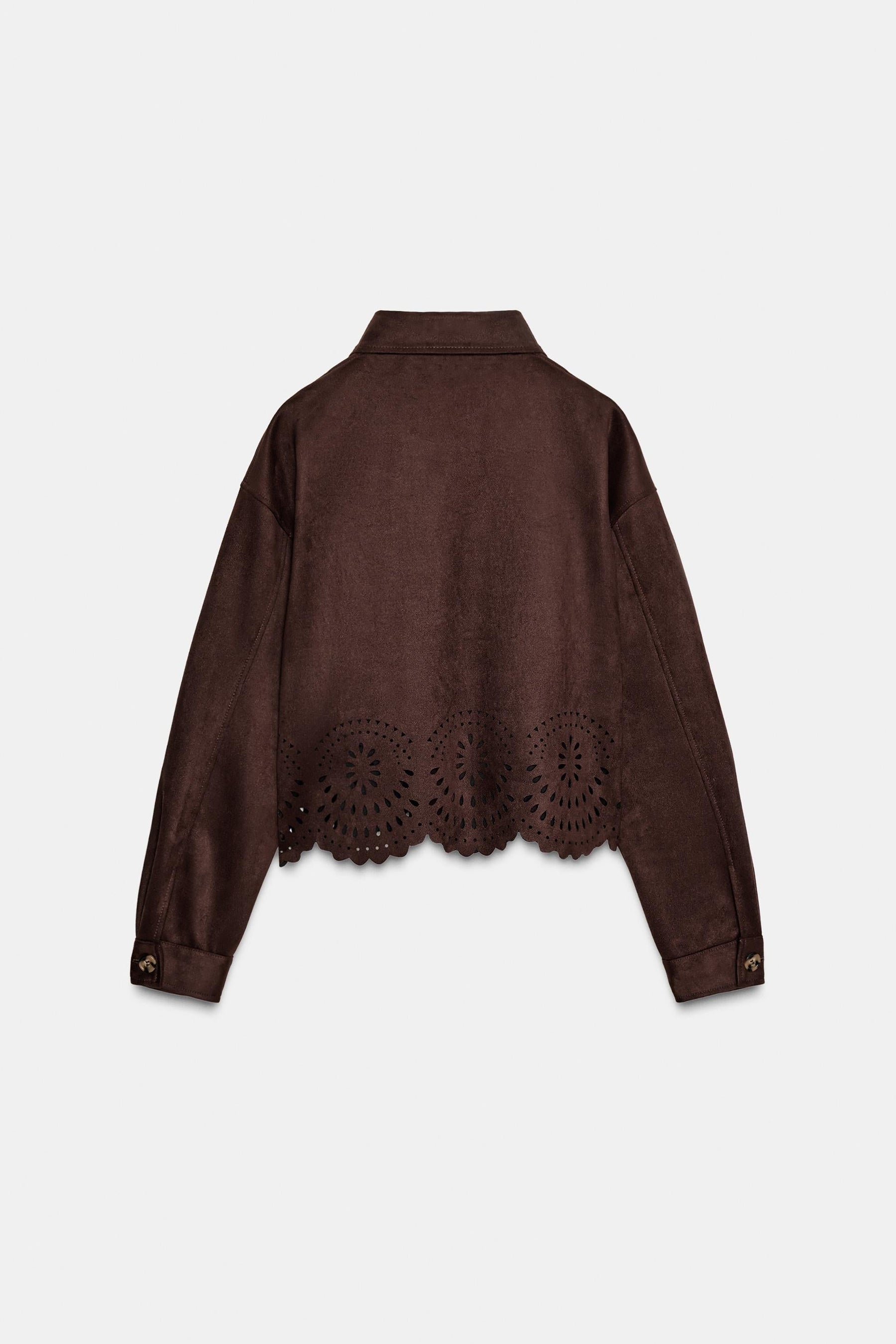 FAUX SUEDE DIE-CUT HEM JACKET - Image 5