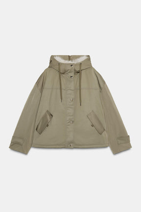 SHORT PARKA WITH FAUX FUR HOOD - Image 8