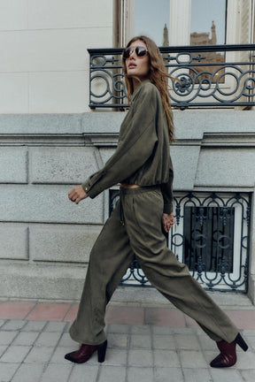 Elastic-Waist Wide-Leg Trousers