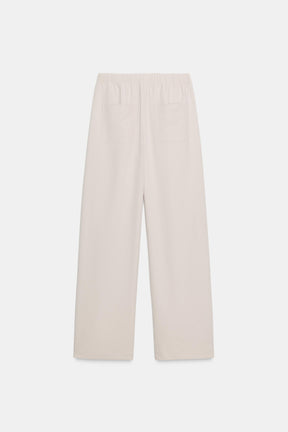 Wide-Leg Elastic Waistband Trousers
