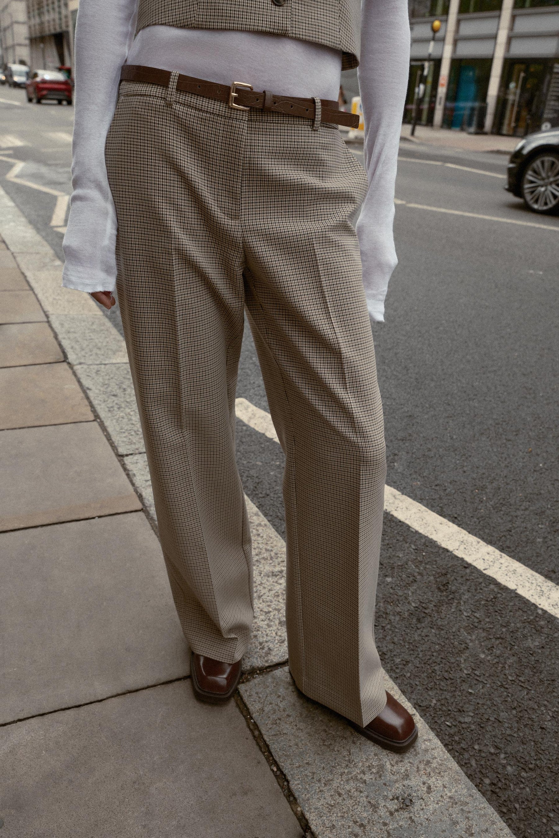 Check Trousers with Belt