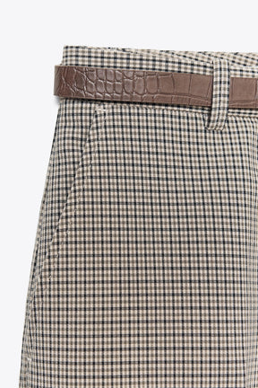 Check Trousers with Belt