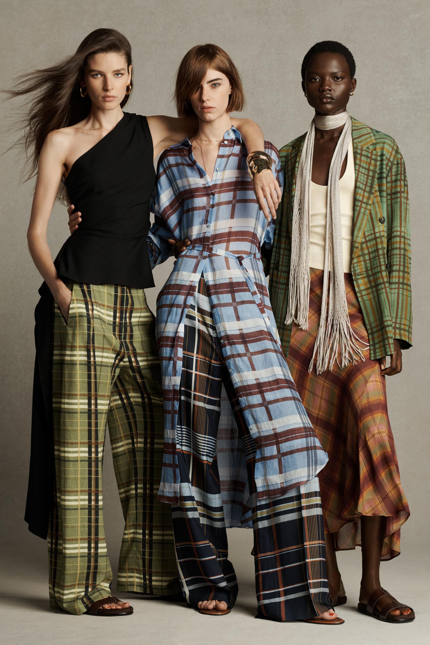 Check Long Skirt