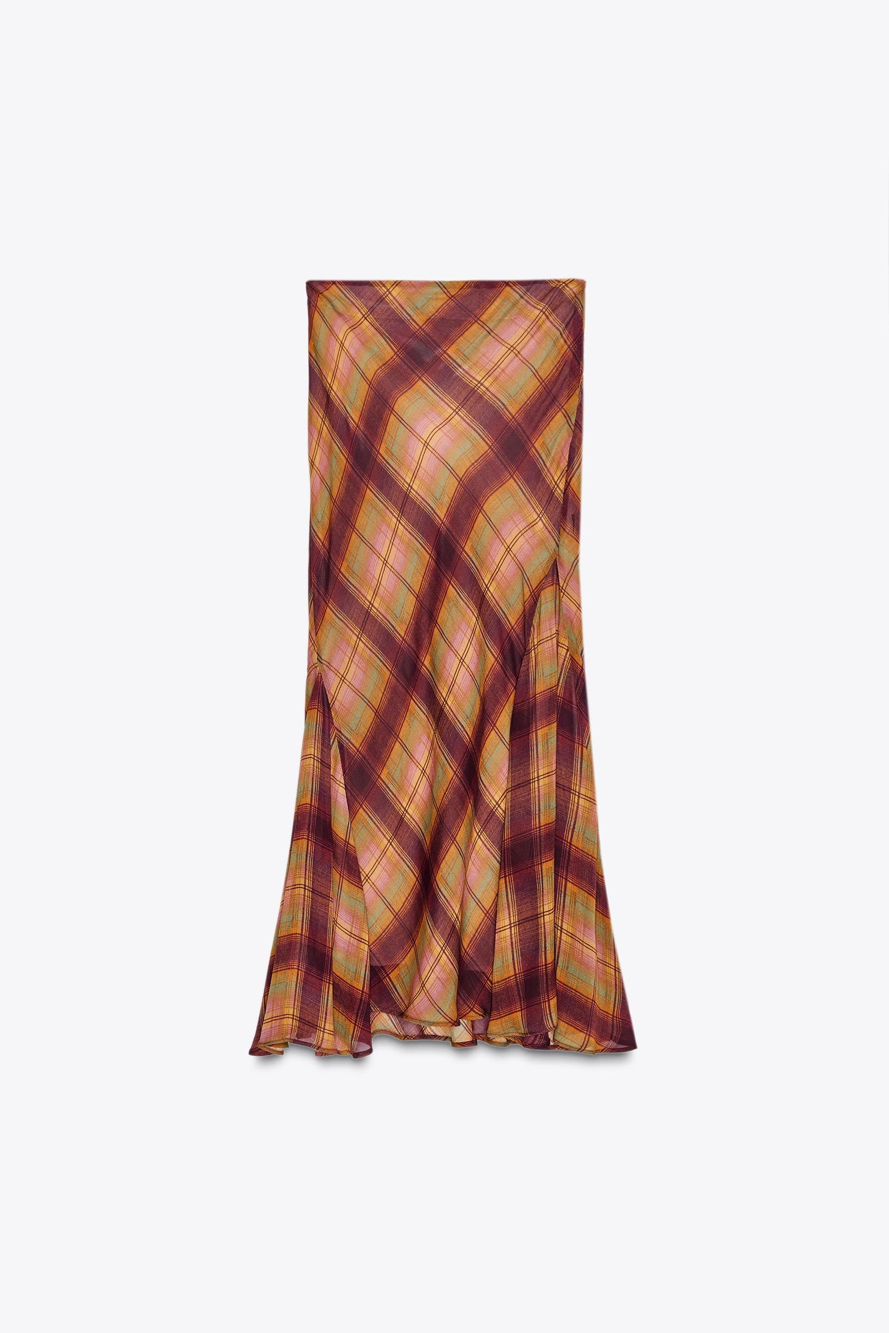 Check Long Skirt