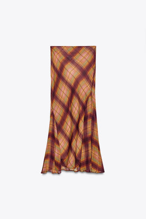Check Long Skirt
