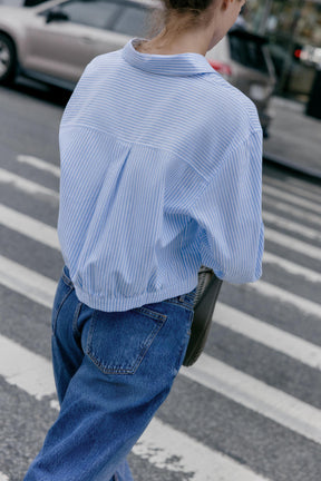 Striped Cropped Oxford Shirt