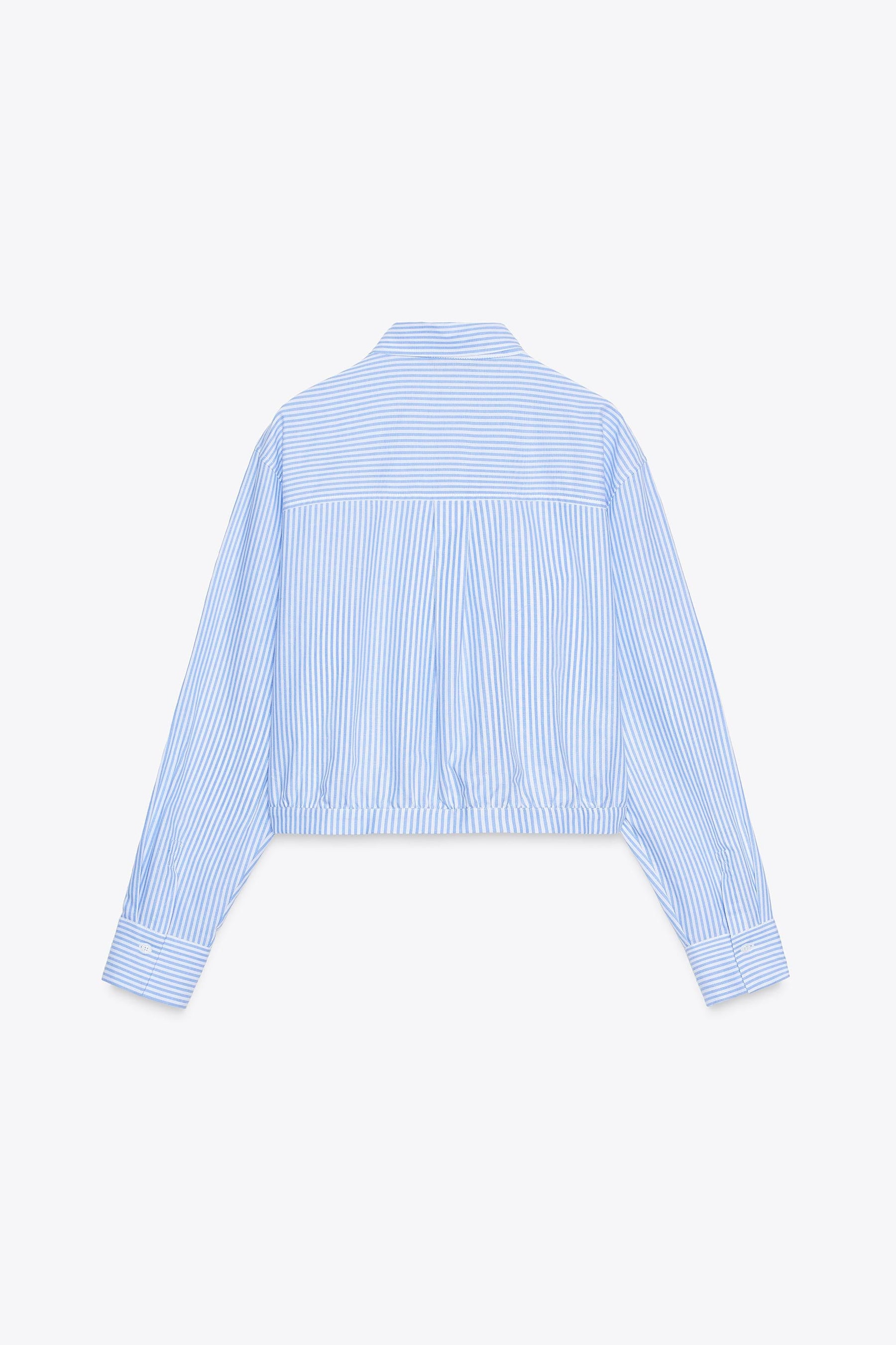 Striped Cropped Oxford Shirt