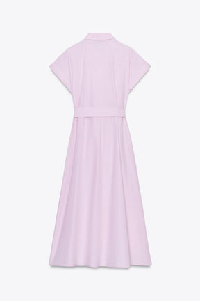 BELTED POPLIN DRESS