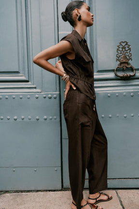 Linen Blend Drawstring Trousers