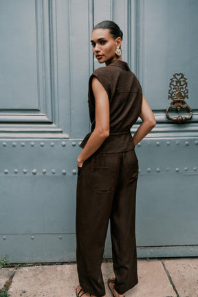 Linen Blend Drawstring Trousers