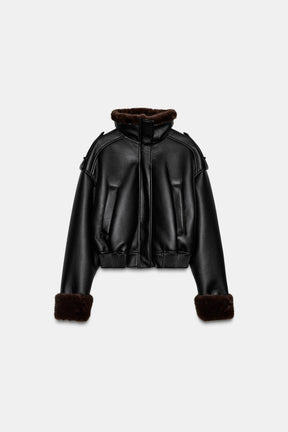 Bomberjacke aus Kunstleder