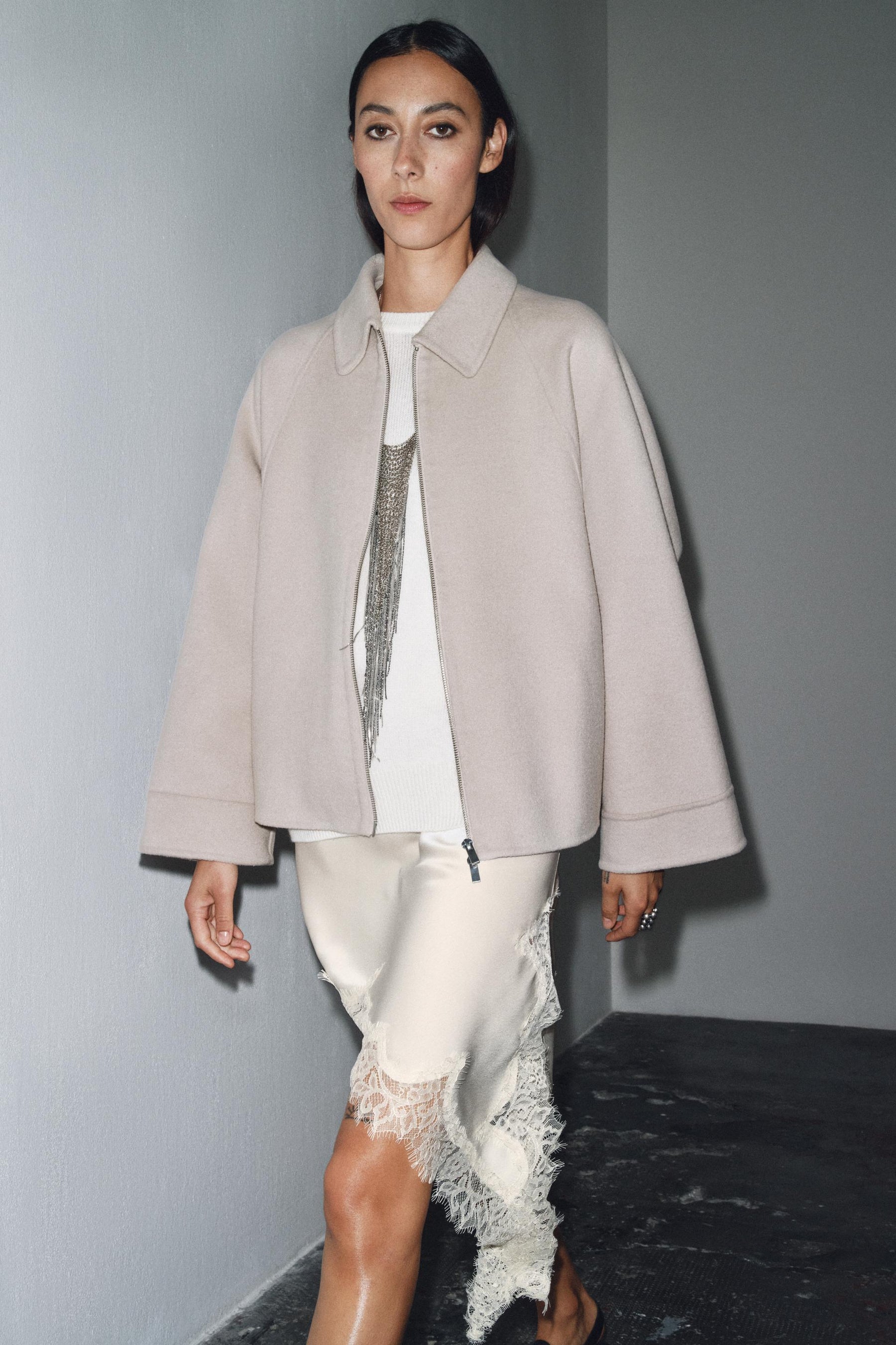 WOOL JACKET WITH ZIP ZW COLLECTION - Image 7