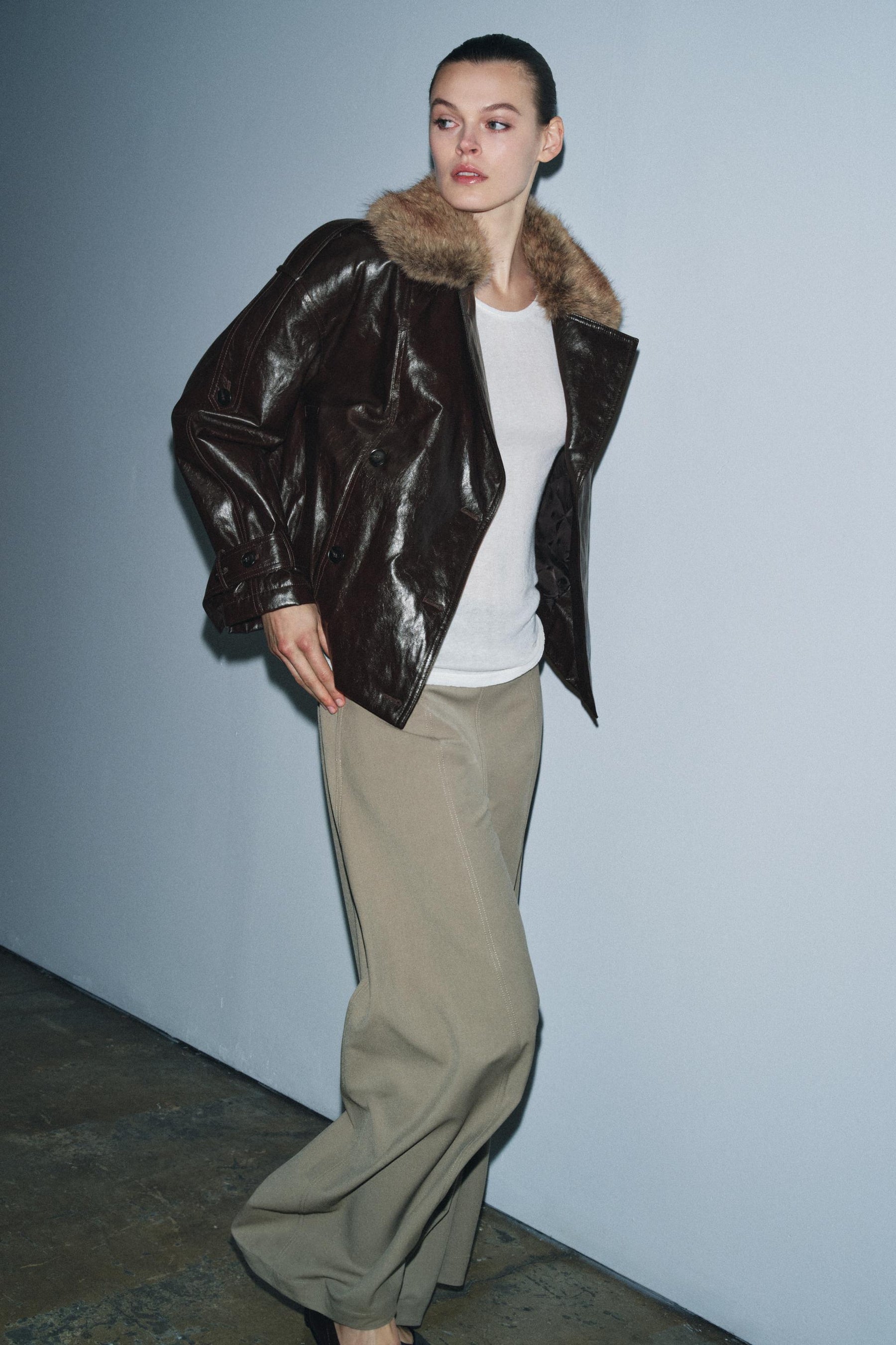 Jacke mit Kunstpelzkragen